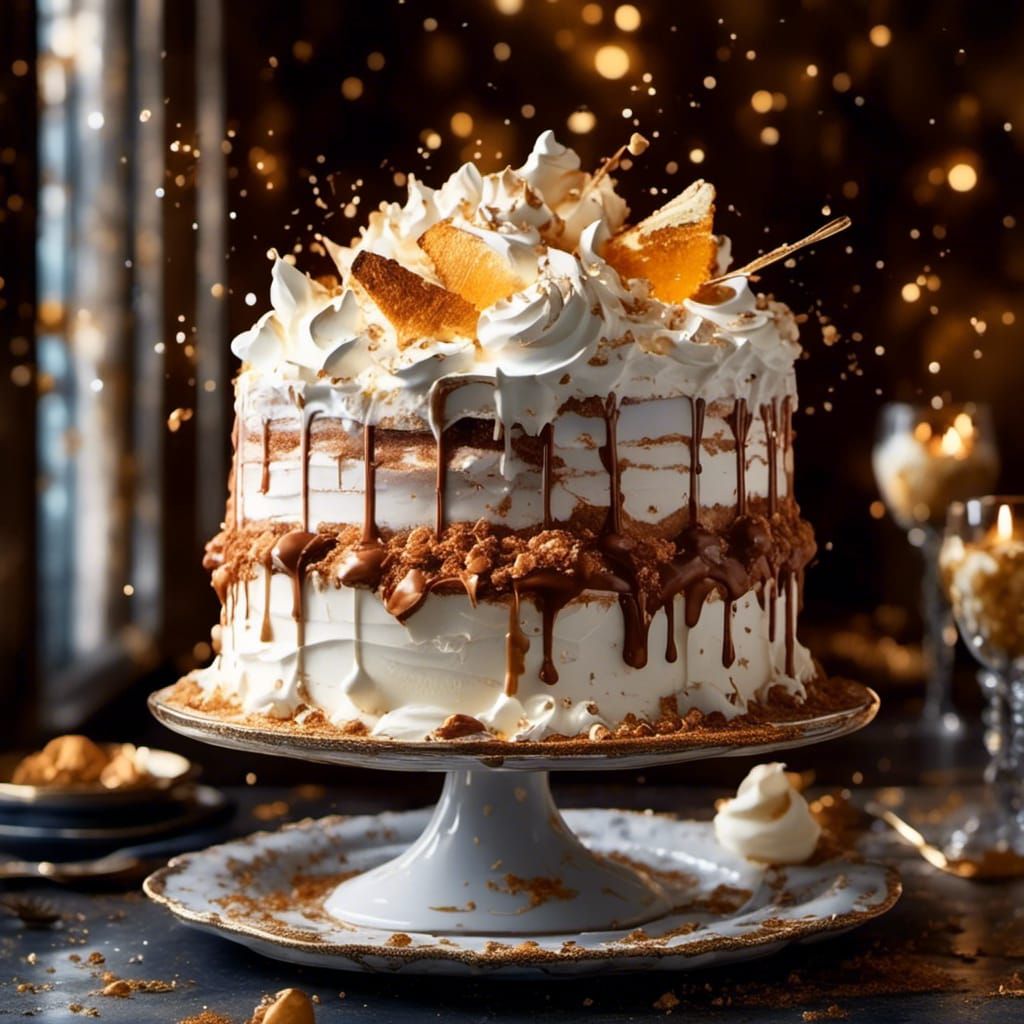 Opulent Meringue Heart Cake in Paris Patisserie