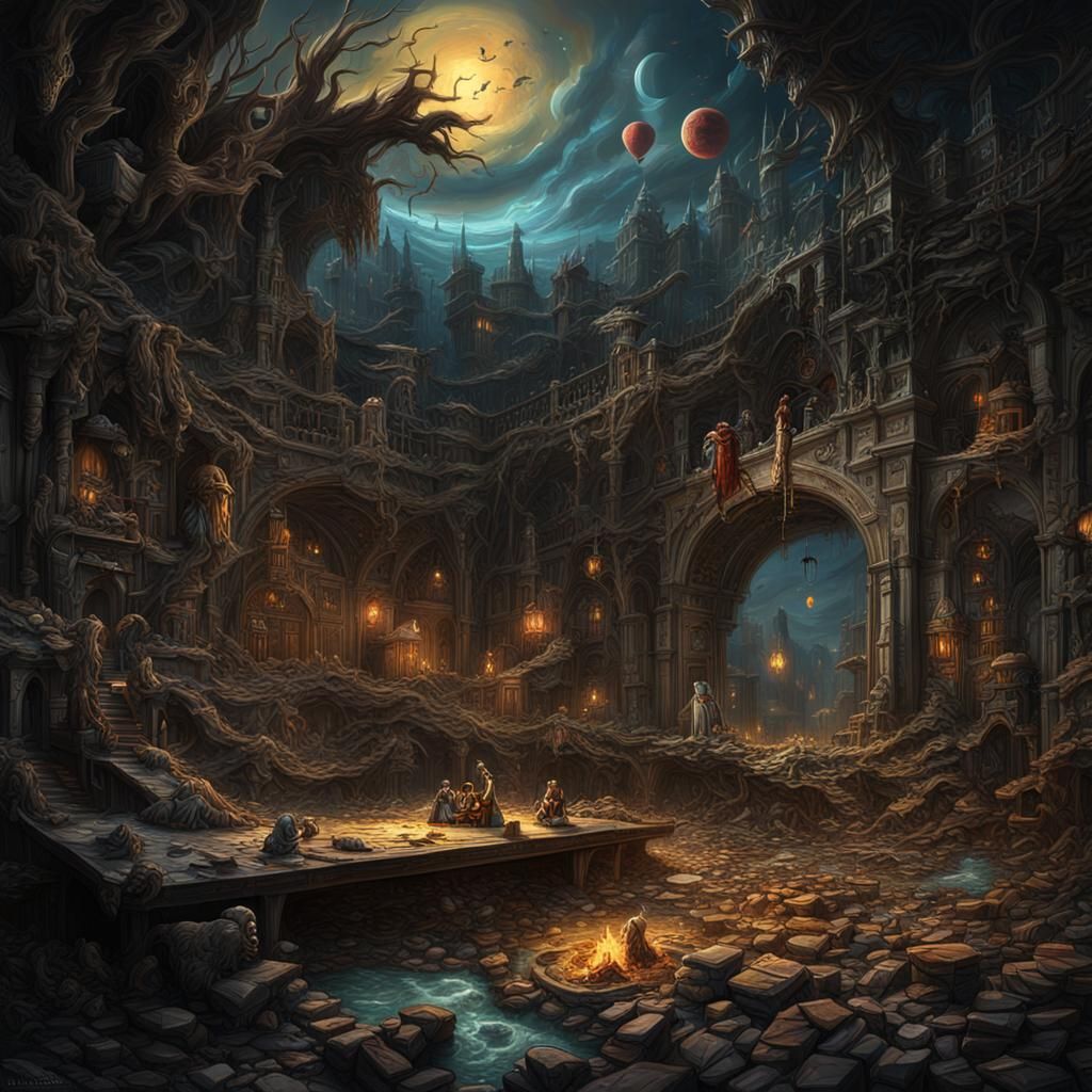 Boy's Discovery of Life's Meaning: Detailed Matte Painting