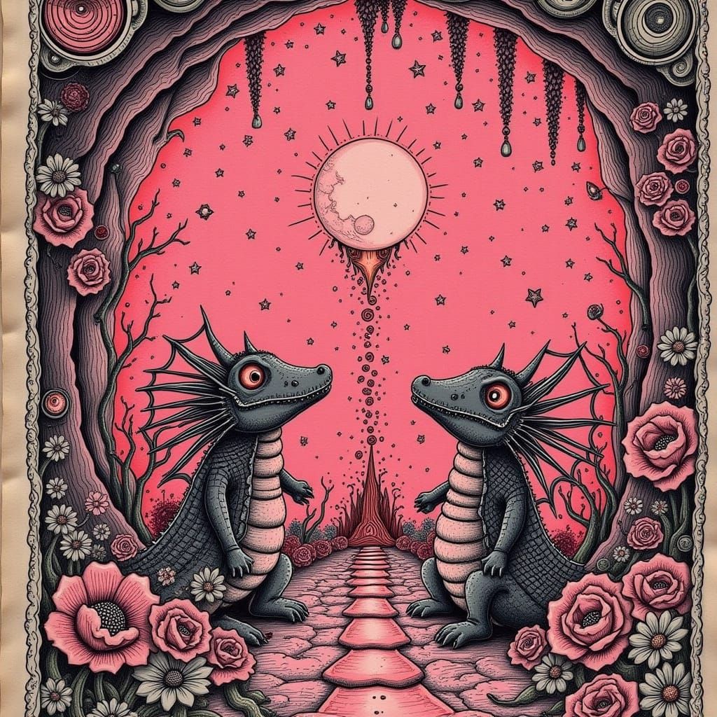 Demonic Lava Couple in a Fiery Romantic Scene