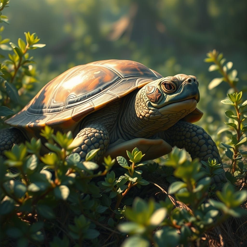 Classical Realism Turtle in Earthy Tones