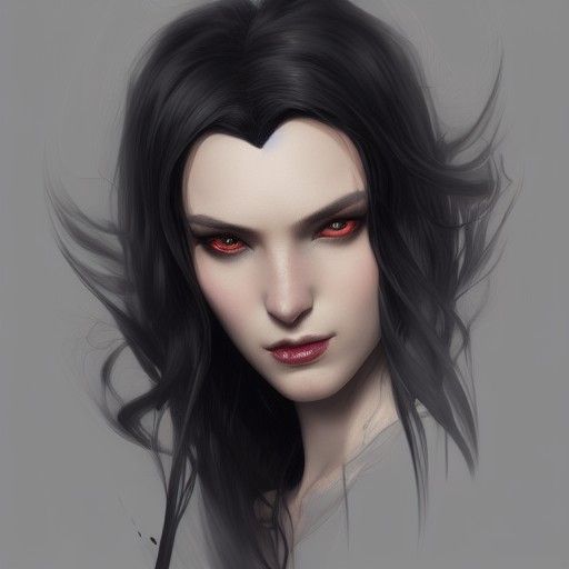 Detailed Portrait of a Dhampir with Long Hair