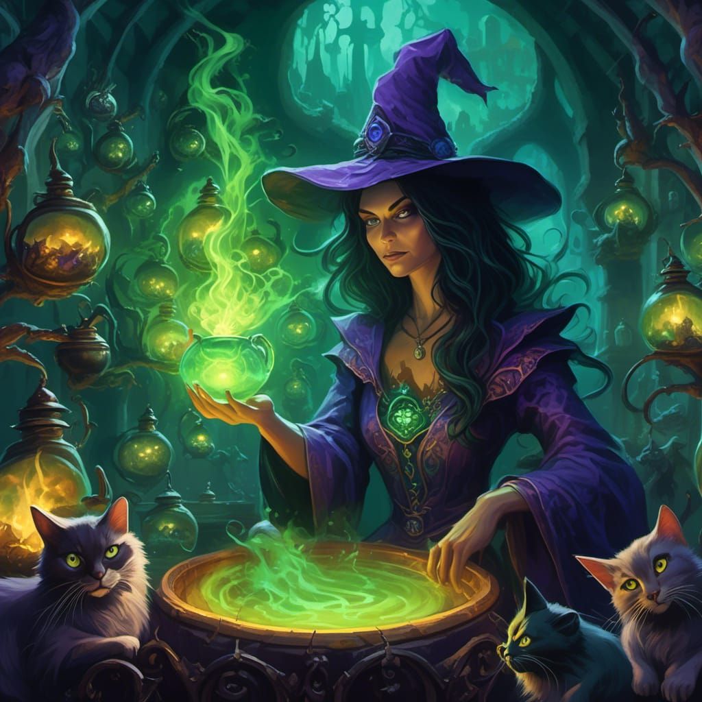 Witch's Spooky Laboratory: A Dark Fantasy Matte Painting