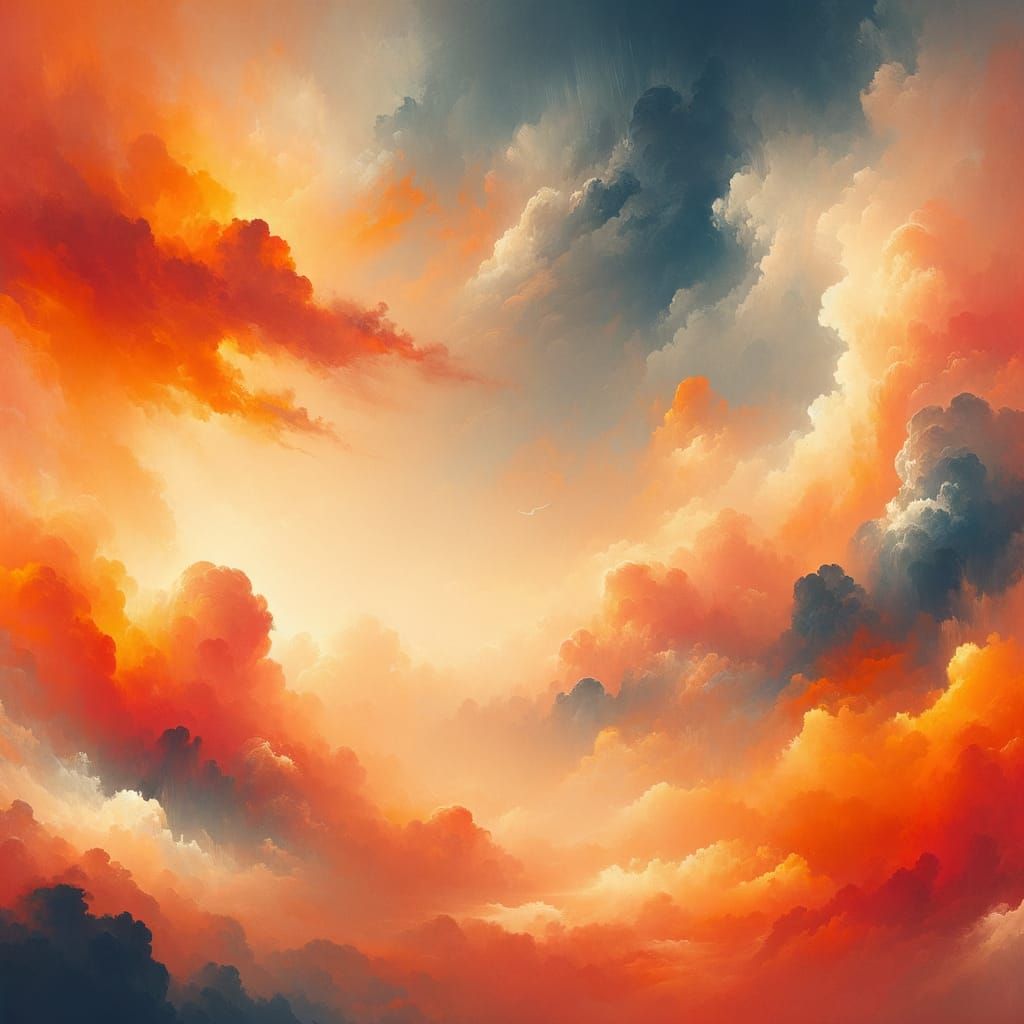 Vibrant Orange and Grey Abstract Sky Background