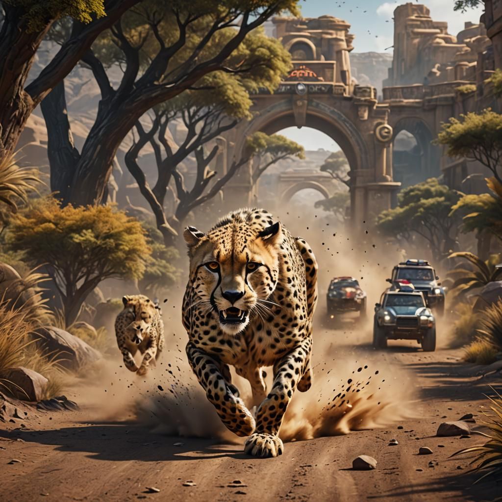 Cheetah Speed Race in Detailed Matte Style