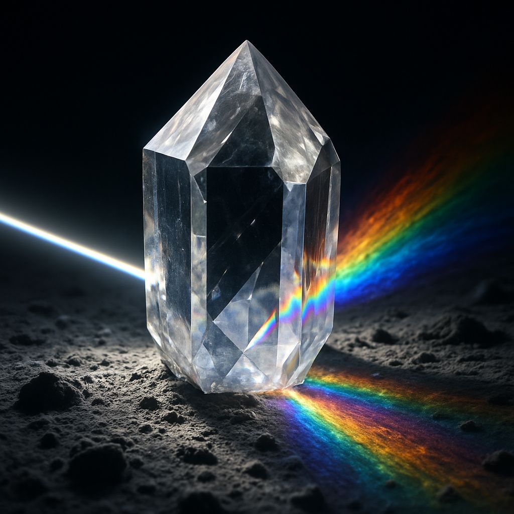Prism Crown: Hyperrealistic Rainbow Spectrum on Moon