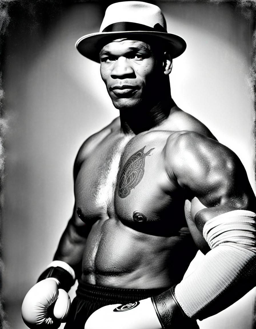 Mike Tyson: A 1920s Style Black and White Photo