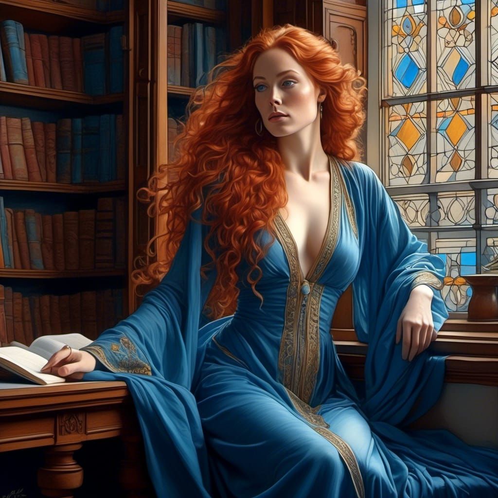 Pensive Woman in Color Pencil Sketch