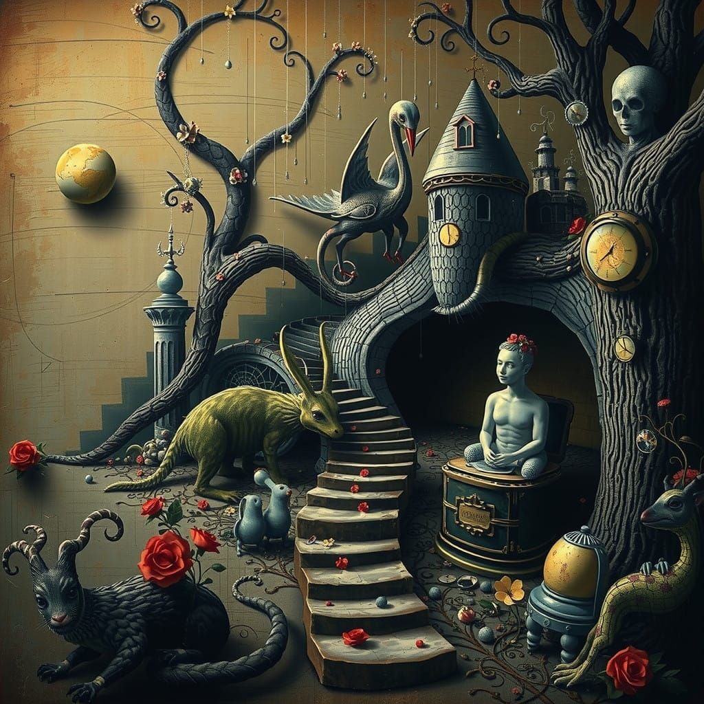 Enchanted Wonderland Desktop Scene in Retro Aesthetic