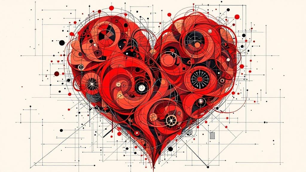 Intricate Geometric Heart in Abstract Style