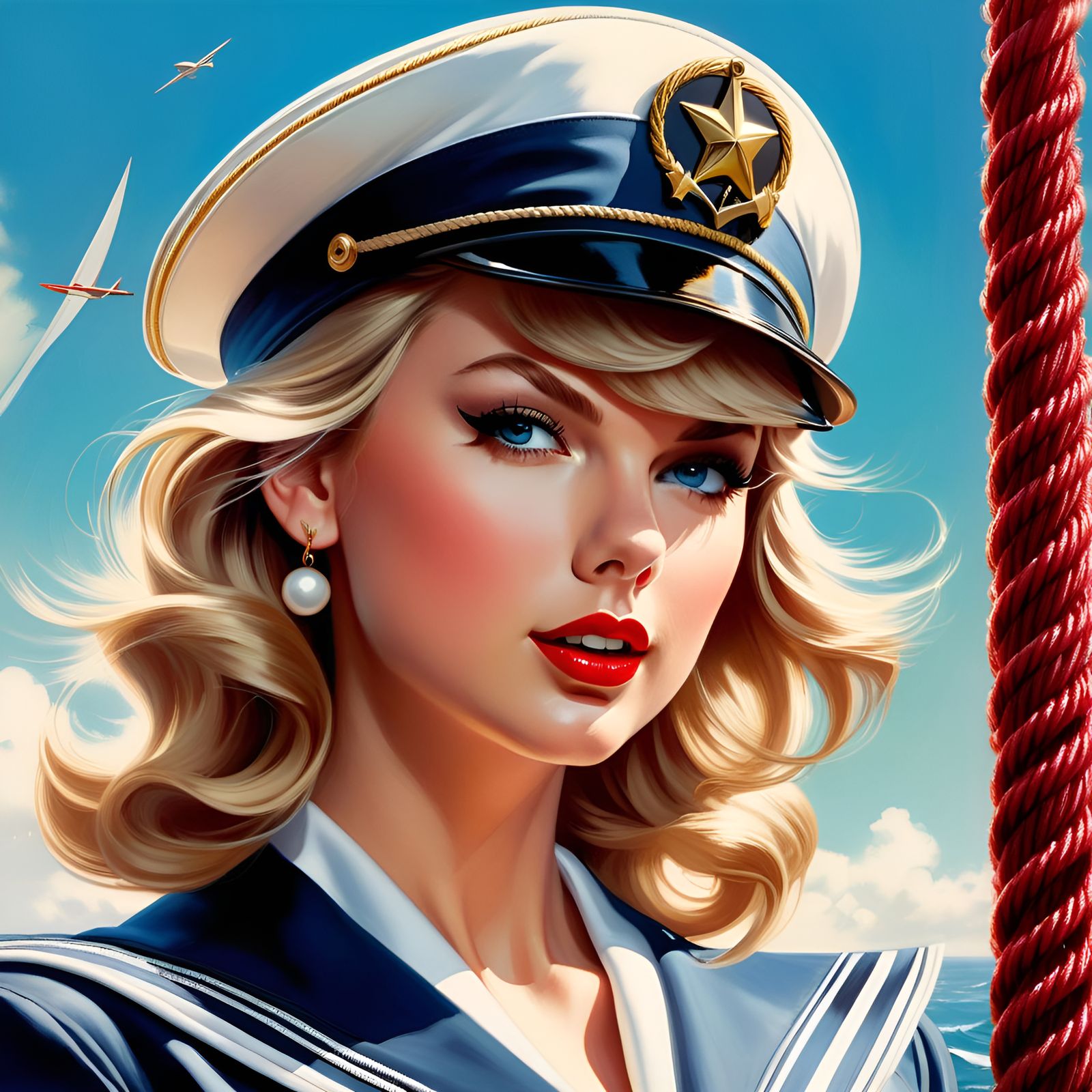 Sailor Girl Portrait in Pin-Up Style
