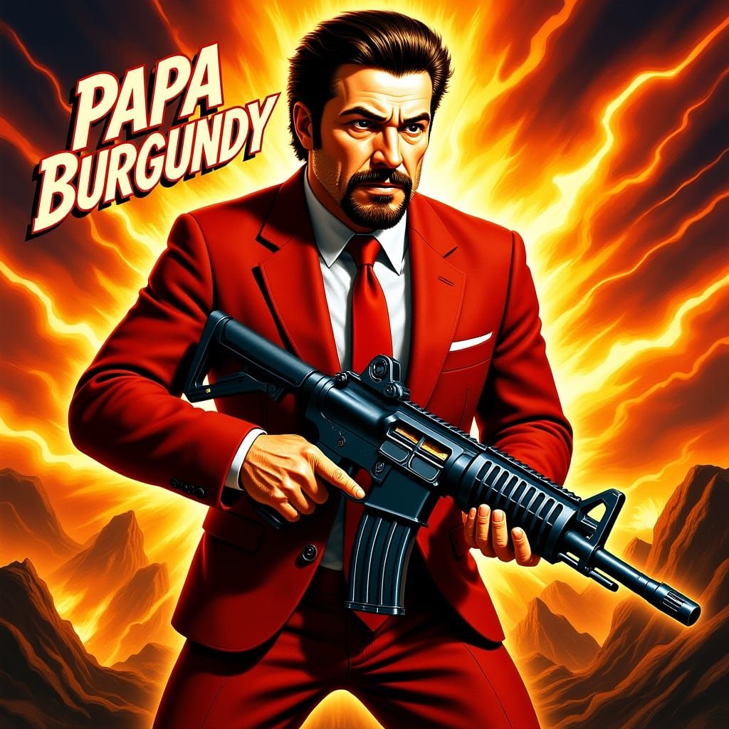 Ron Burgundy in Action Video Game Cover Art
