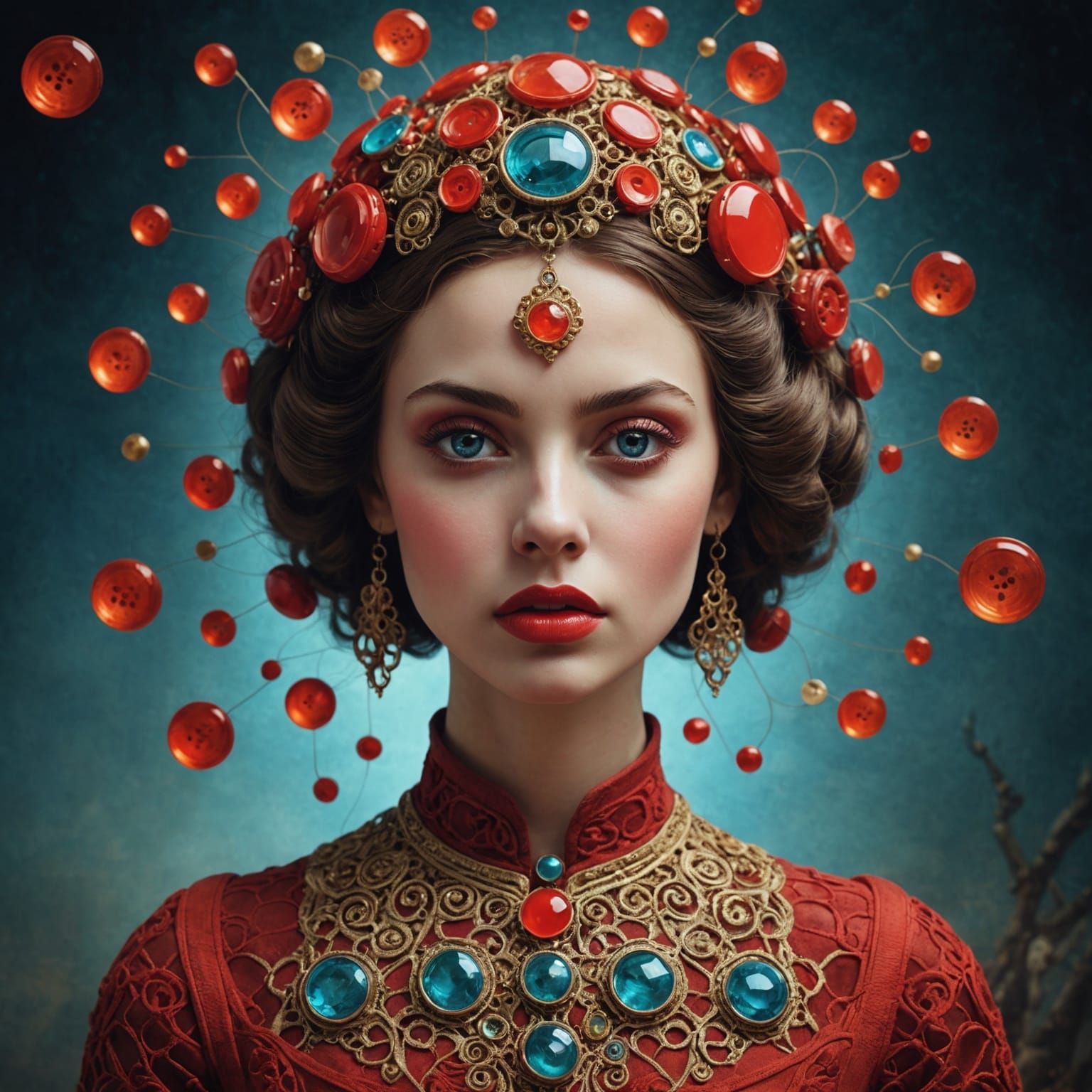 Abstract Portrait in Mixed Media Style