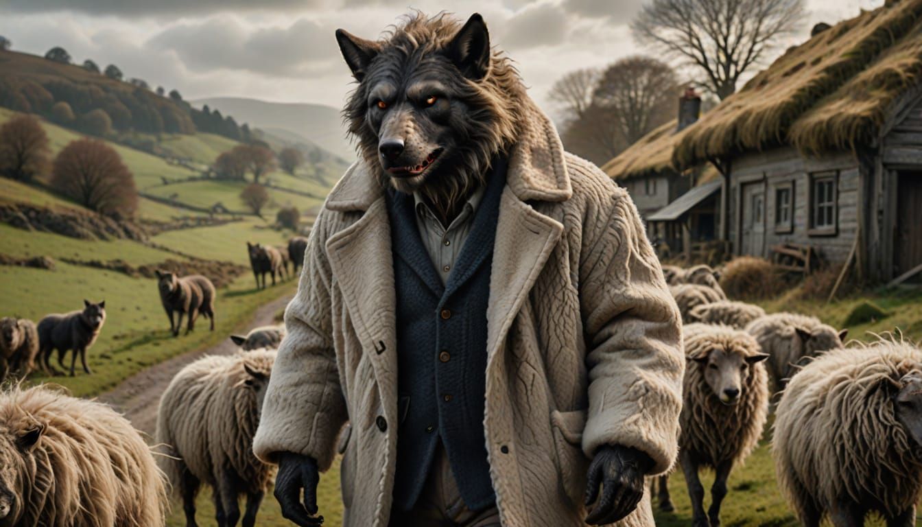 Werewolf in Sheepskin Coat in Countryside Masterpiece