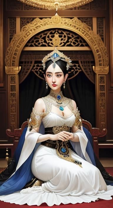 Elegant Siamese Cat and Owner in Palace Setting