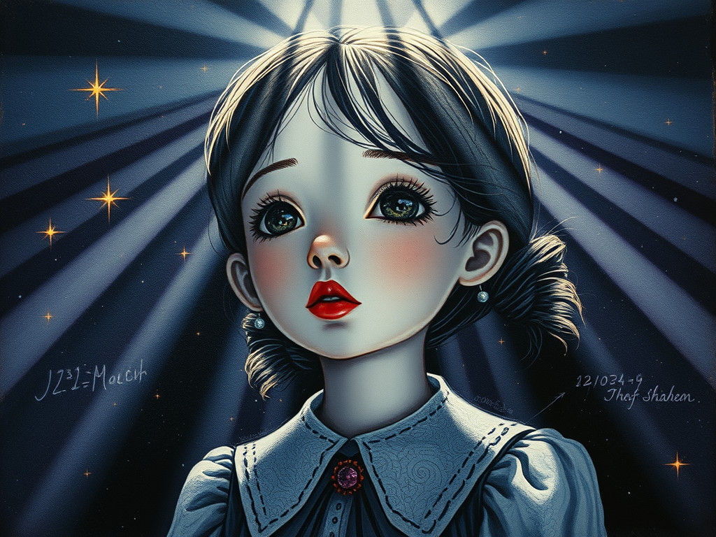 Porcelain Doll Schoolgirl in Dark Surrealism Style
