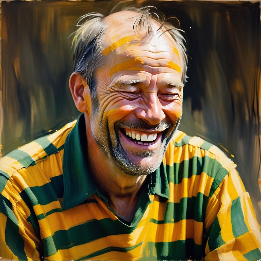 Impressionist Portrait of Man in Striped Dress