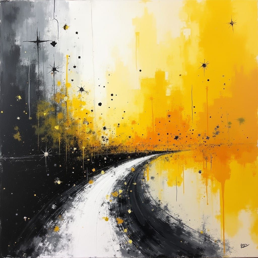 Vibrant Celestial Abstraction with Elongated Forms