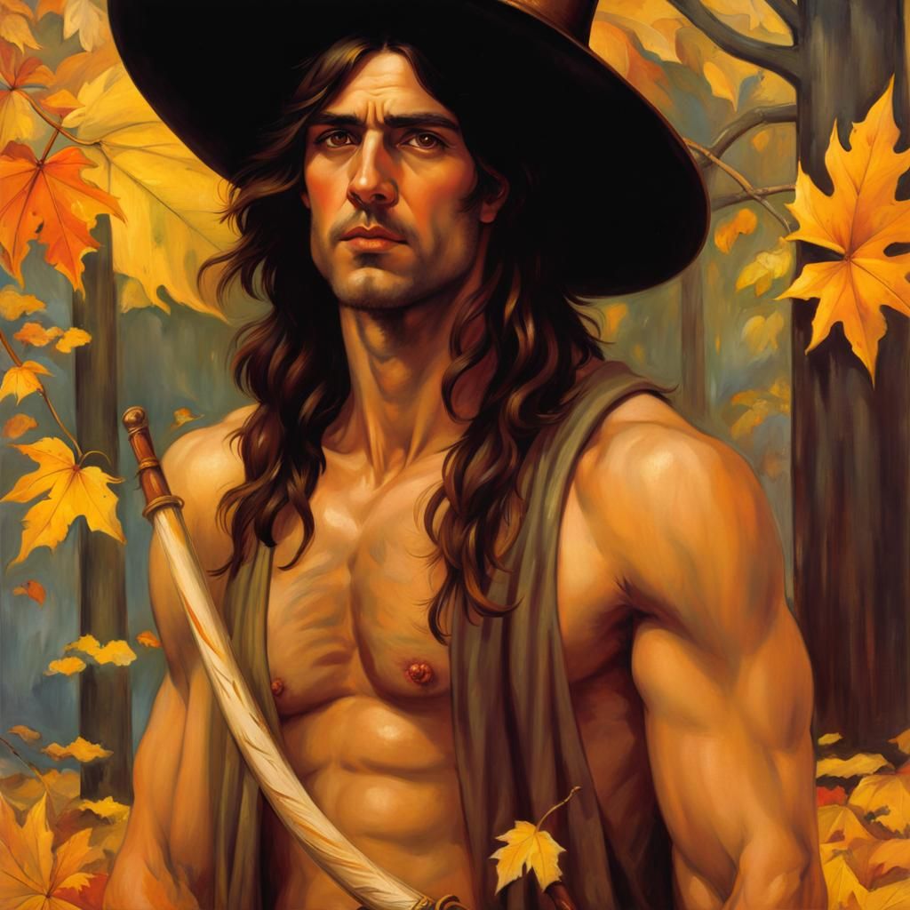 Man in Witch Hat, Waterhouse Style, Autumnal Colors