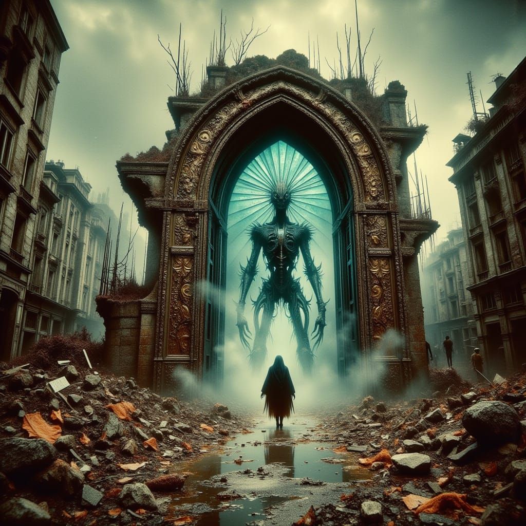 Mystical Gate Appears in Post-Apocalyptic City