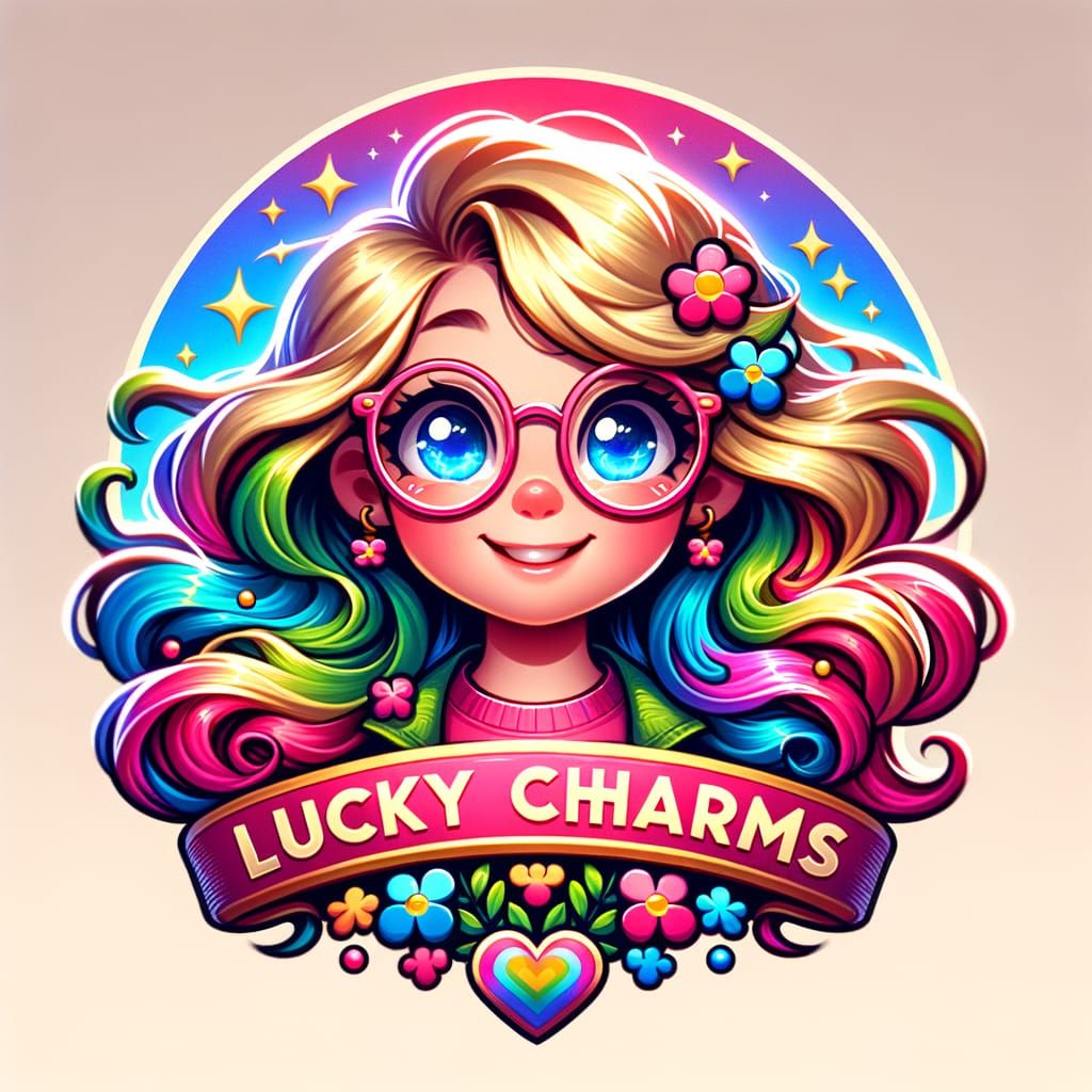 Cartoon Girl Logo with Rainbow Colors
