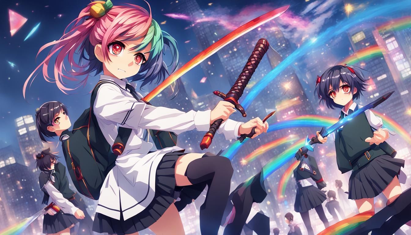 Anime Schoolgirl with Sword in Demon Slayer Style