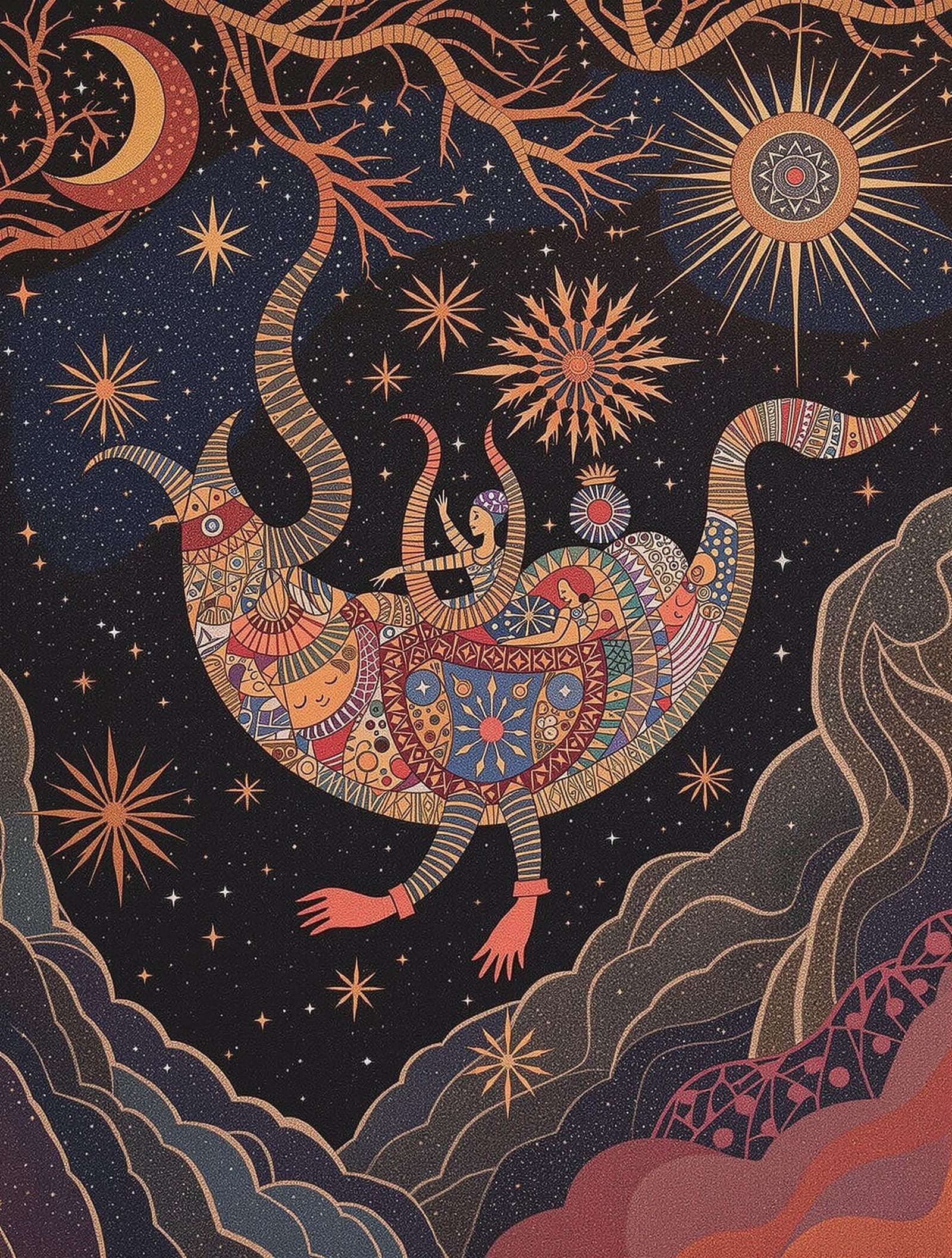 Flying Over Byzantium-Tyrian Landscape at Dusk