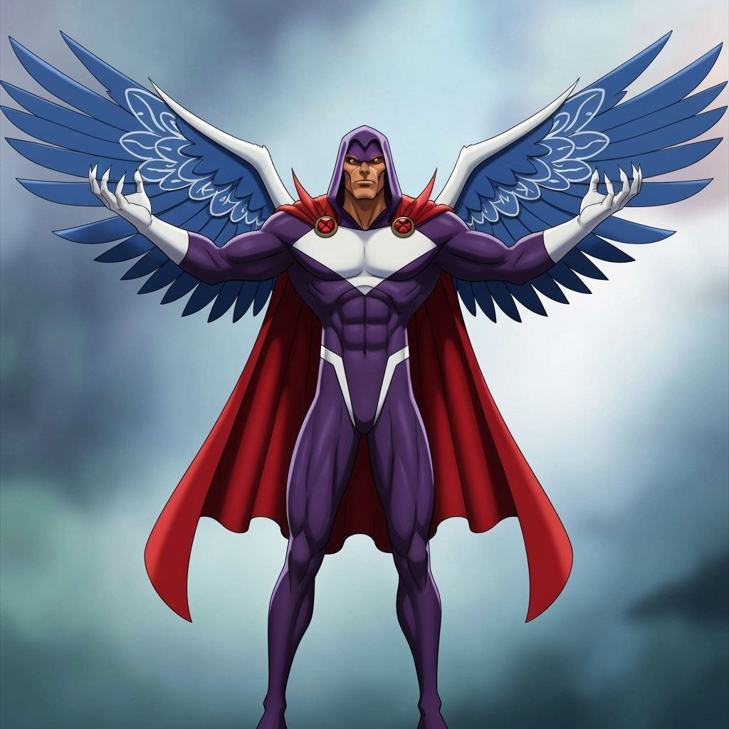 Avian Superhero Villain in 90s Animated Style