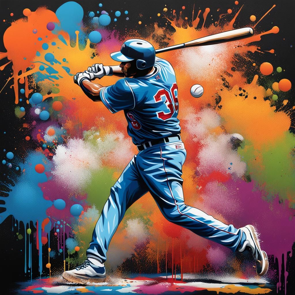 Baseball in Graffiti Street Art Style