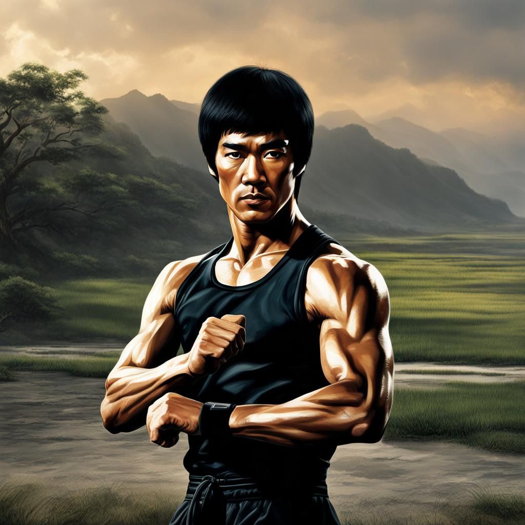 Hyperrealistic Portrait of Bruce Lee in Soft Lighting