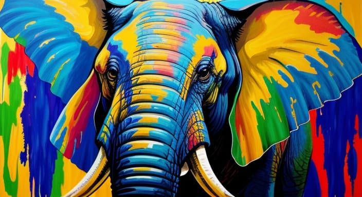 Elephant Portrait in Avant-Garde Expressionism