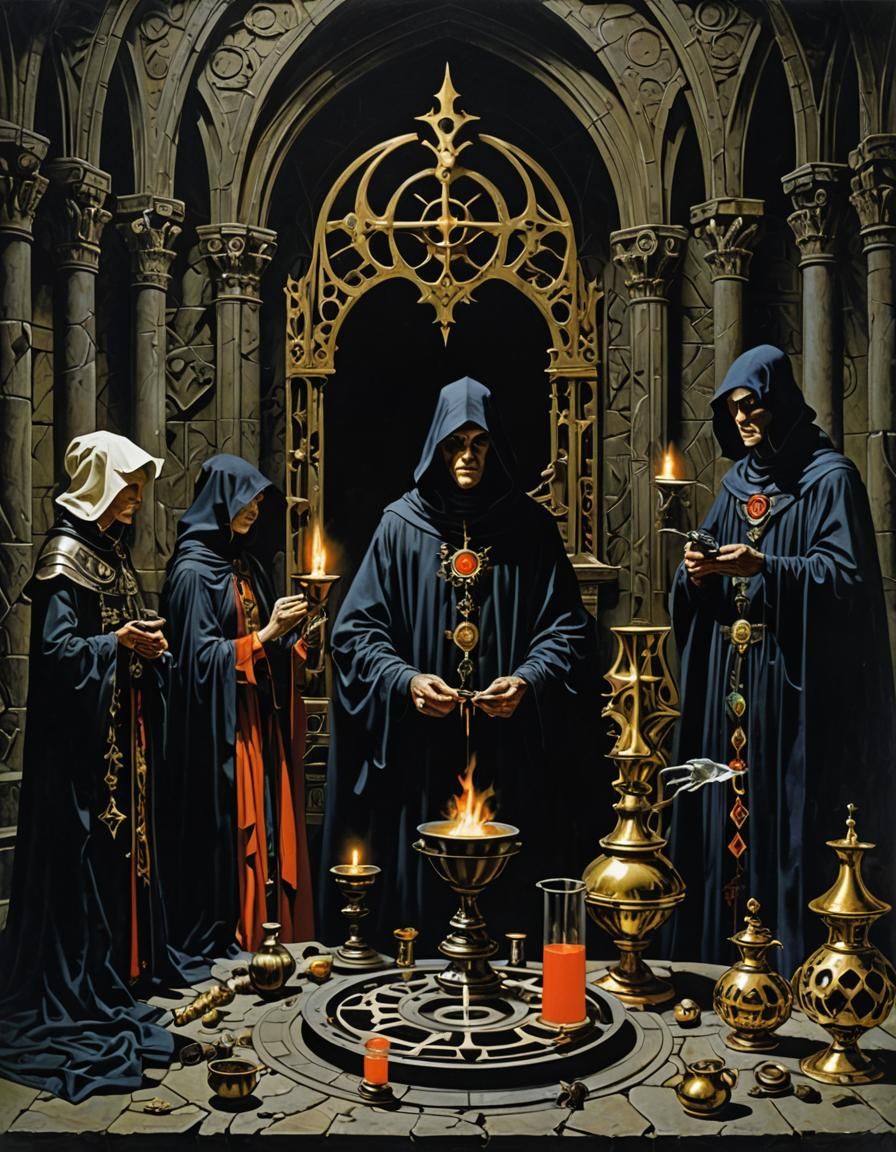 Dark Gothic Alchemist Ritual, Fantasy Art