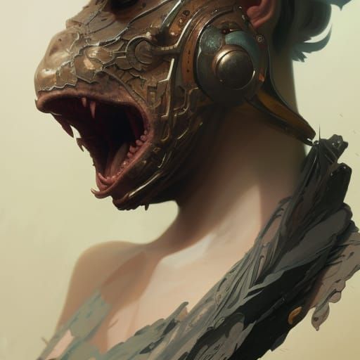 Three-Eyed Snake Head: Detailed Digital Art