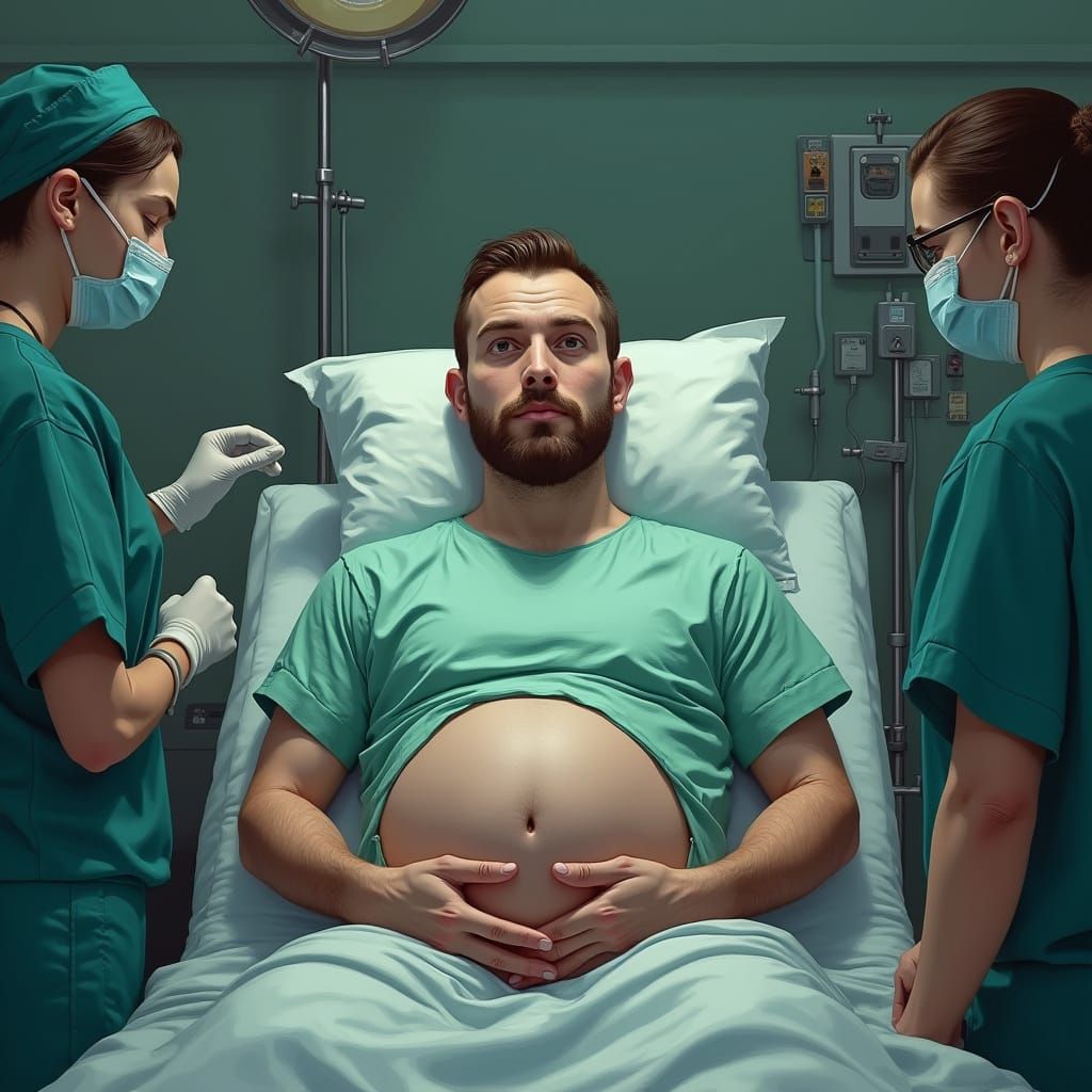 Childbirth Scene in the Style of Simon Stalenhag