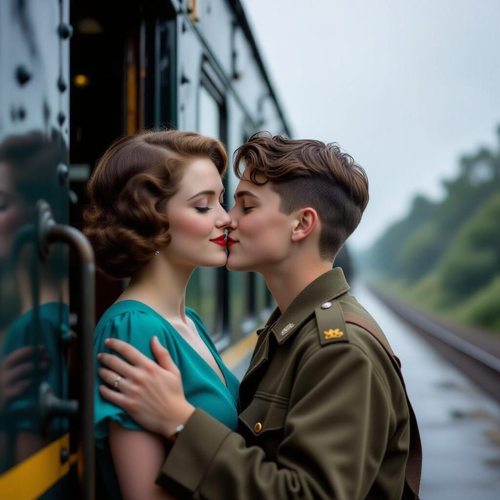Poignant Farewell Kiss As Soldier Boards Train
