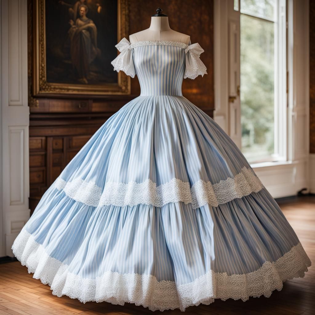 Victorian Princess Dress with Lace on Dress Form