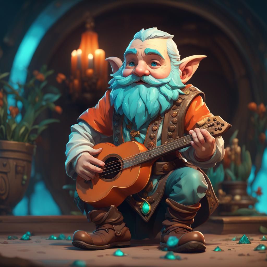Gnome Bard Concept Art in Dynamic Lighting