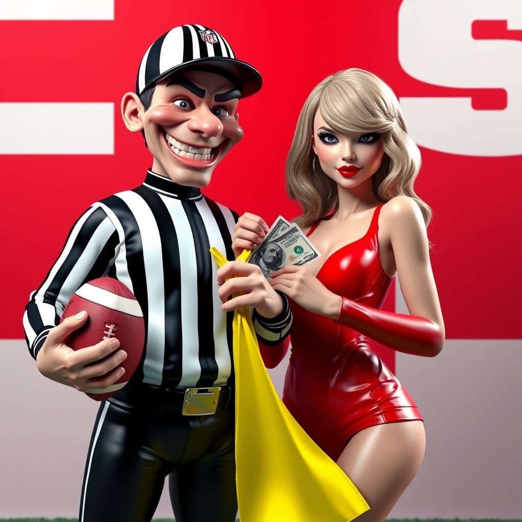Exaggerated NFL Referee Meets Taylor Swift in a Hyper-Realis...
