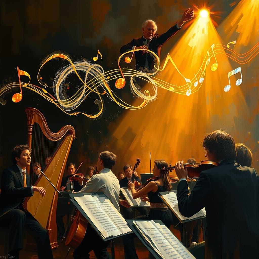 Vibrant Orchestra Concert in Moody Realism Style
