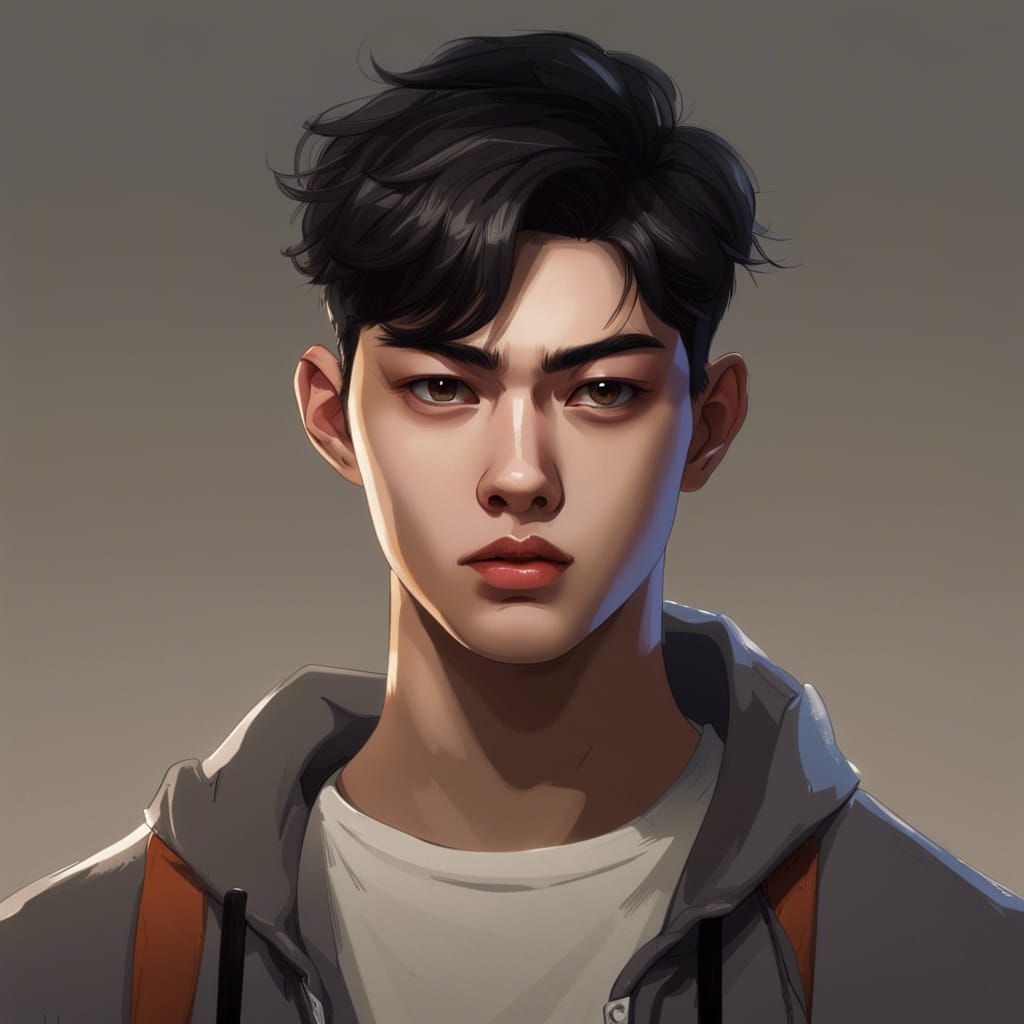 Hyperdetailed Portrait of a Teenager with Wolf Cut