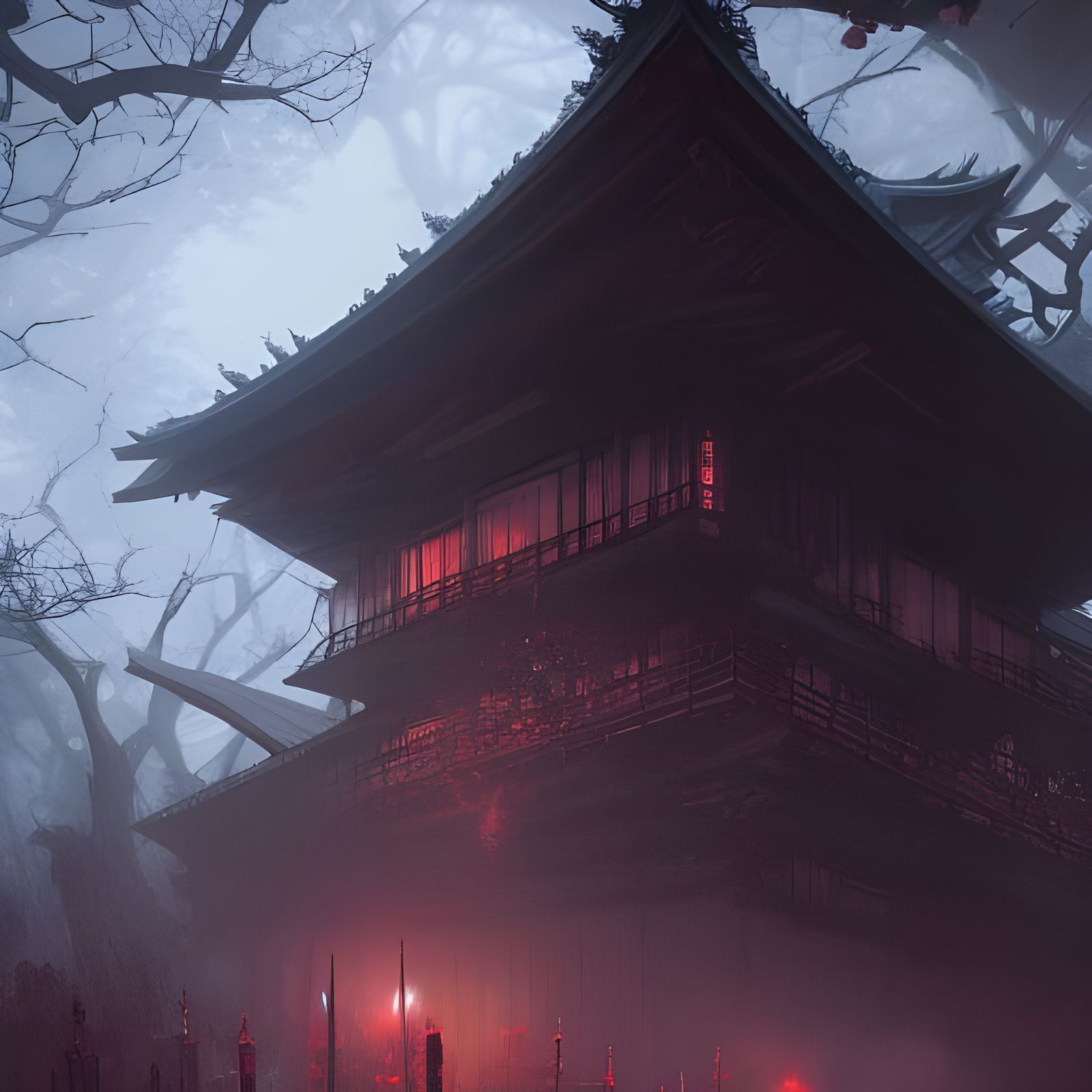 Japanese Night Hag Lair: Dark Fantasy Concept Art