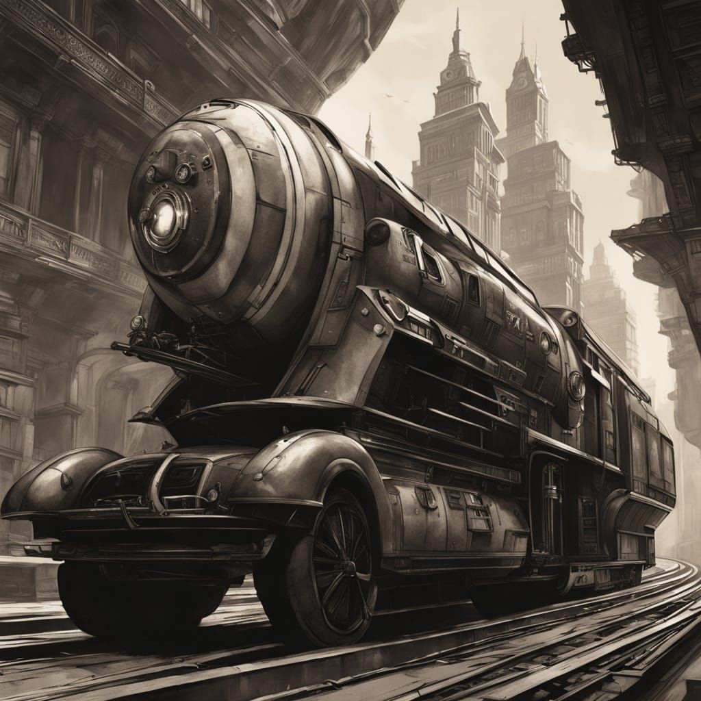 Dieselpunk Cityscape in Charcoal