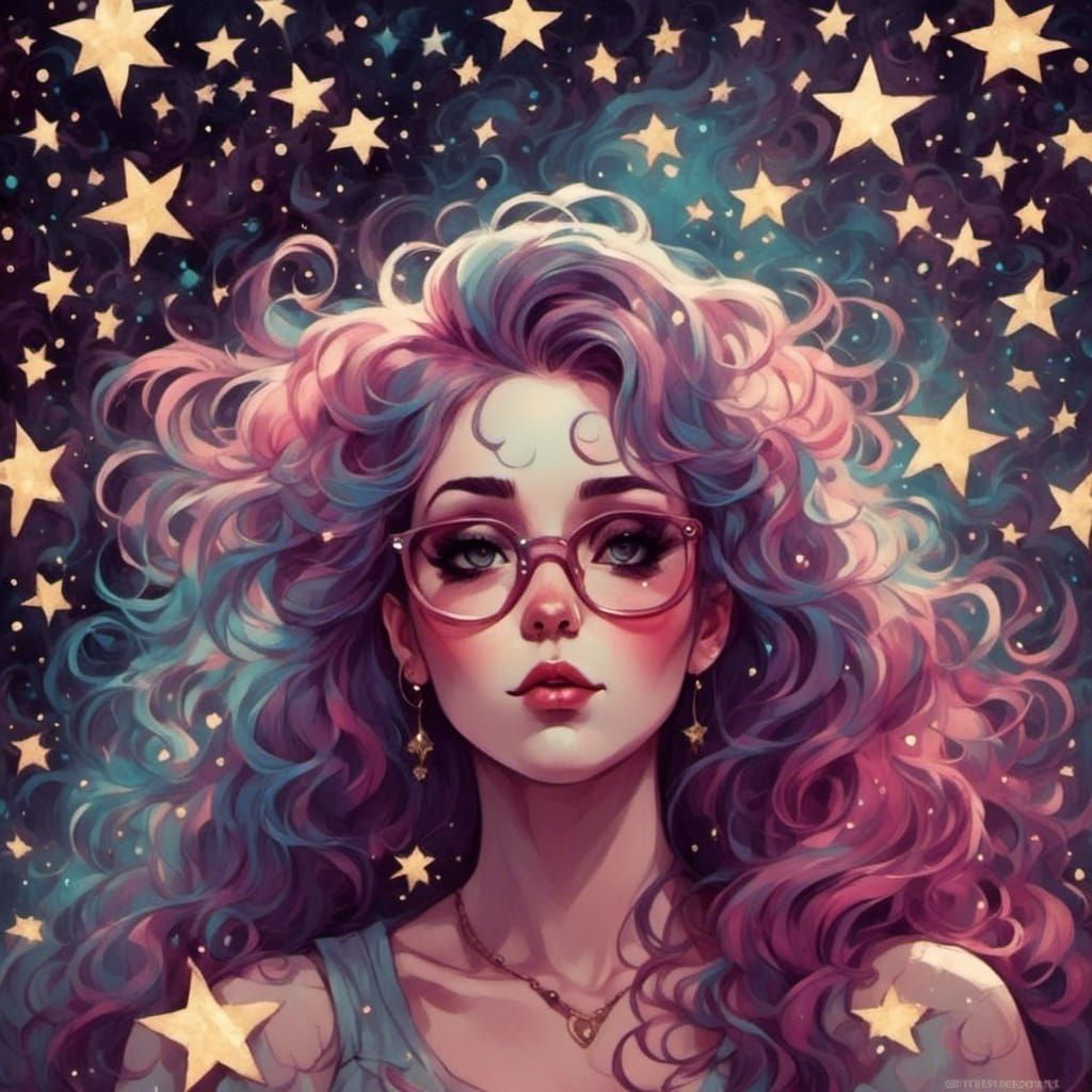 Ethereal Woman in Cosmic Psychedelic Dreamscape