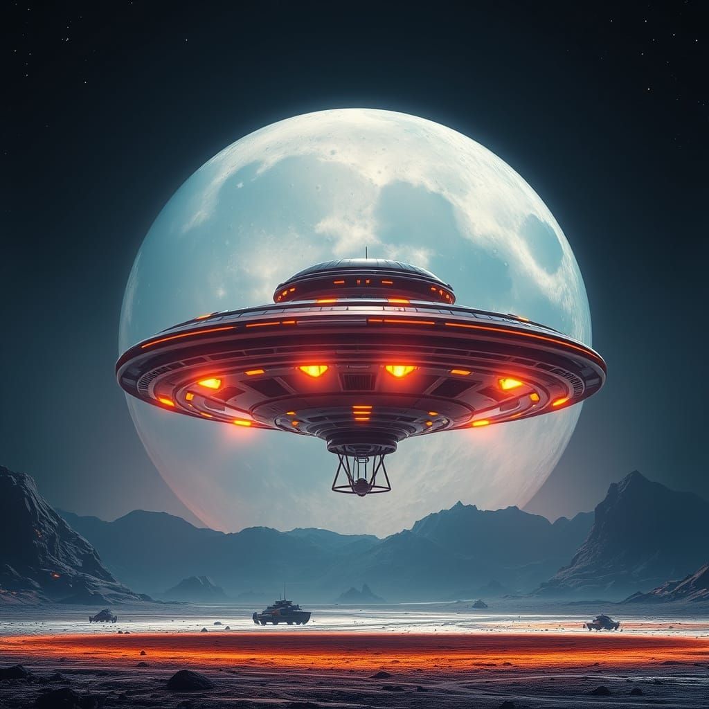 Surreal UFO Emerges from Lunar Haze