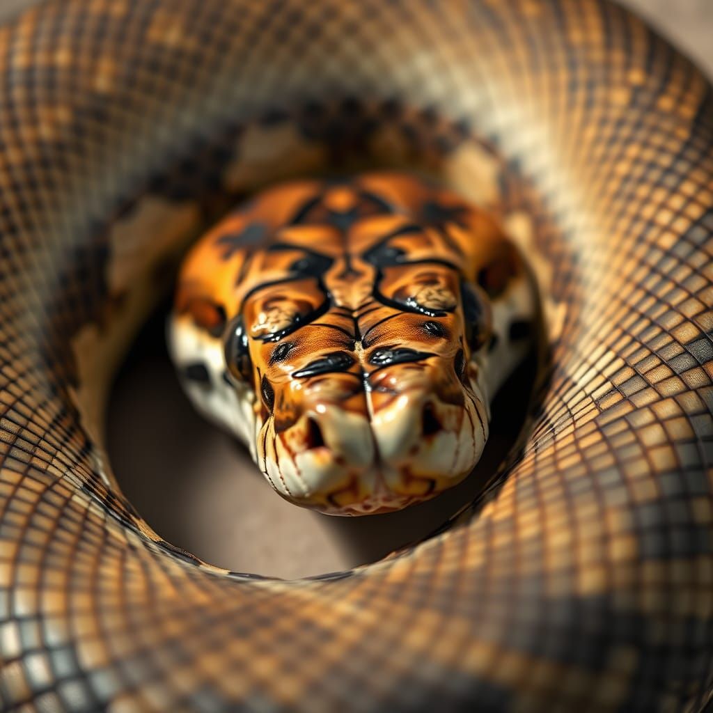 Eastern Diamondback Rattlesnake Strike: Hyperrealistic Macro...