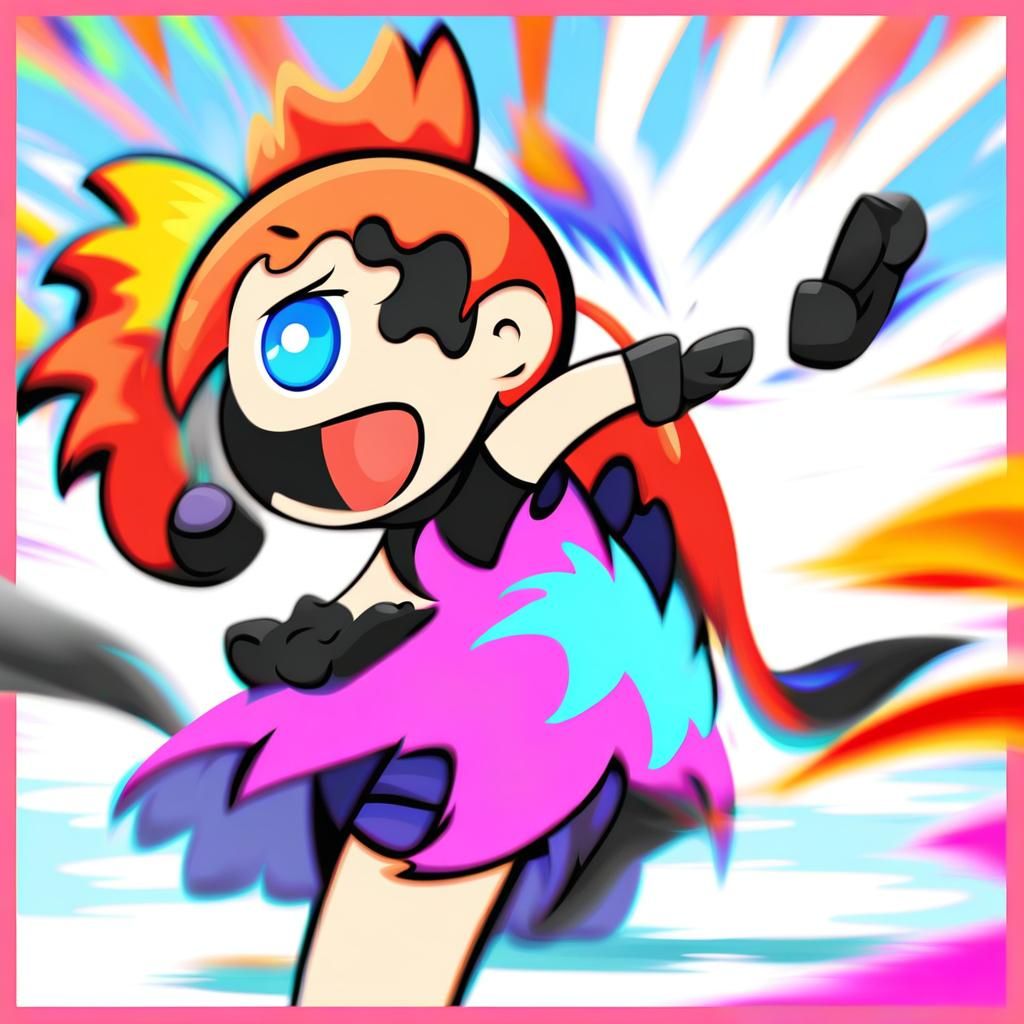 Vibrant Anime Girl Captured in Dynamic Tap Dance Pose