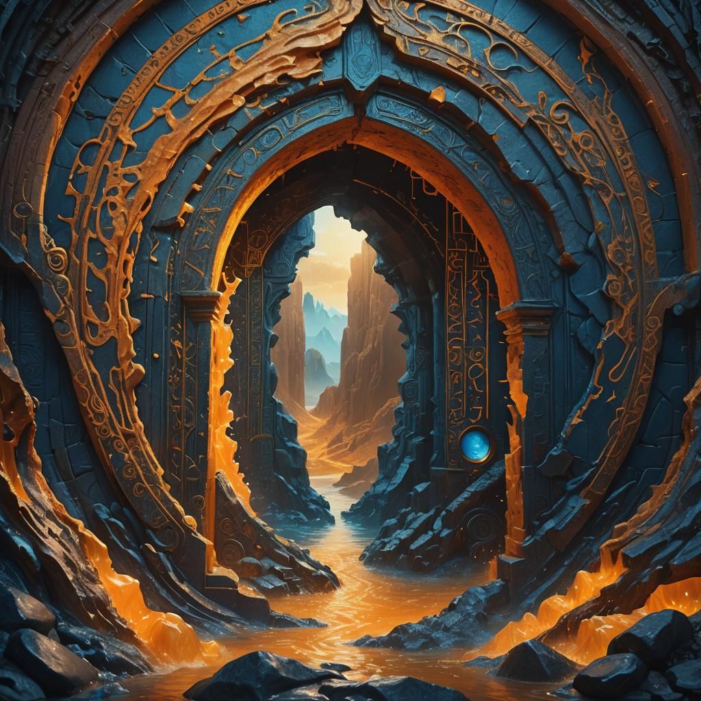 Mystical Portal with Gelatinous Liquid in High Fantasy