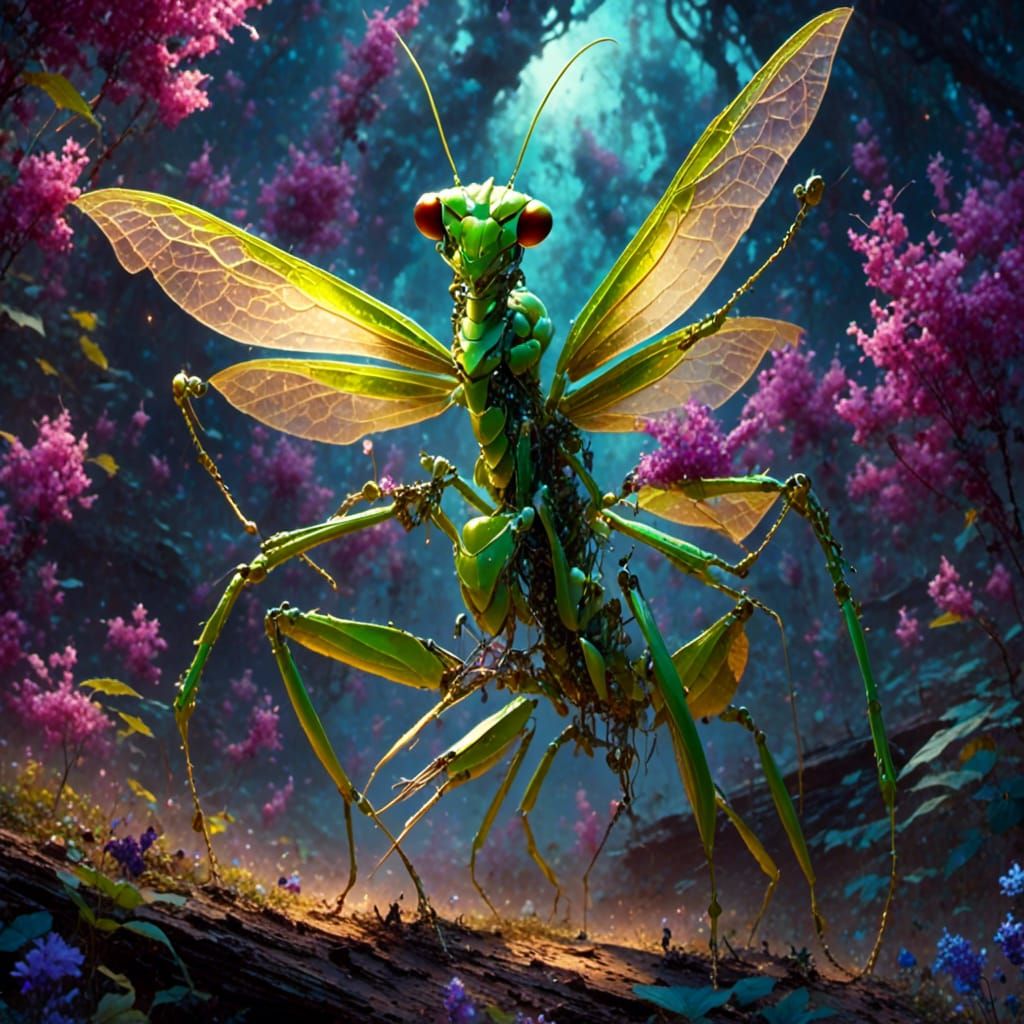 Majestic Purple Fantasy Praying Mantis