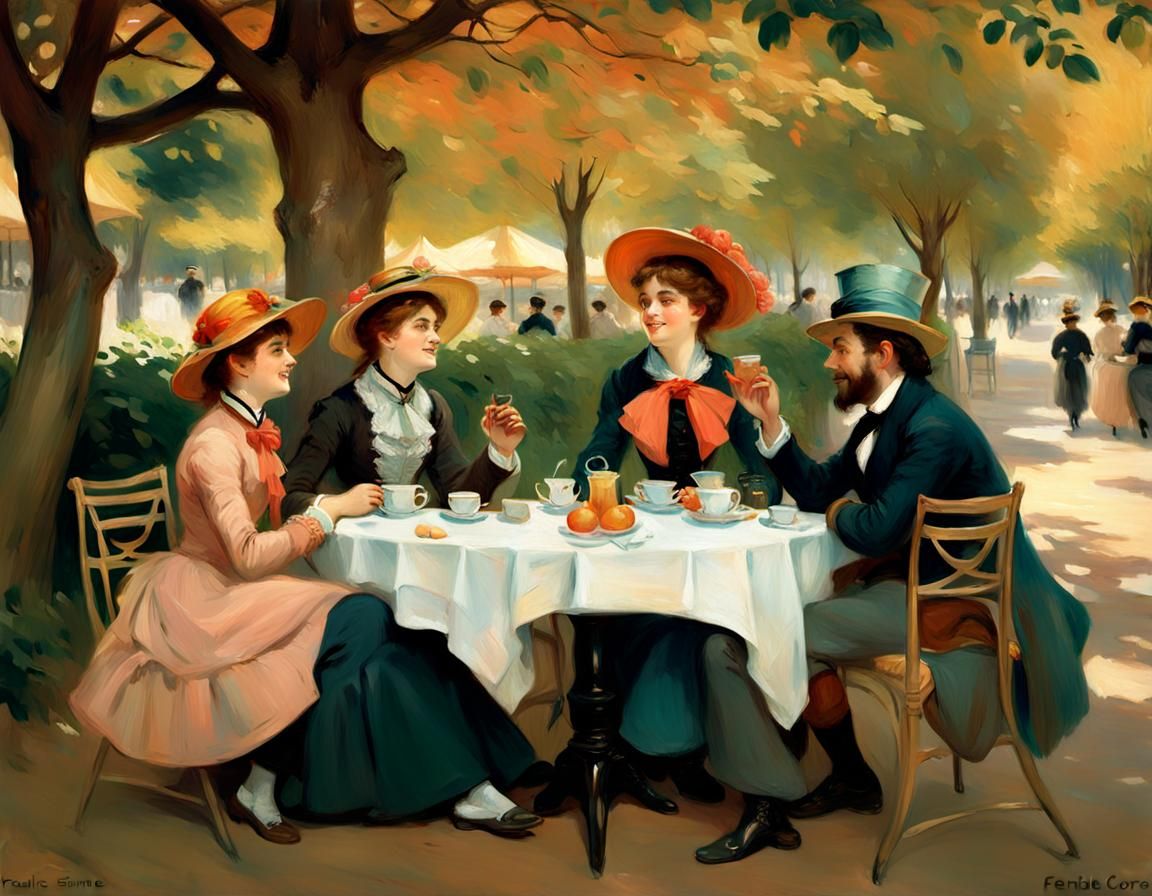 Friends at a Cafe: Impressionistic Digital Painting