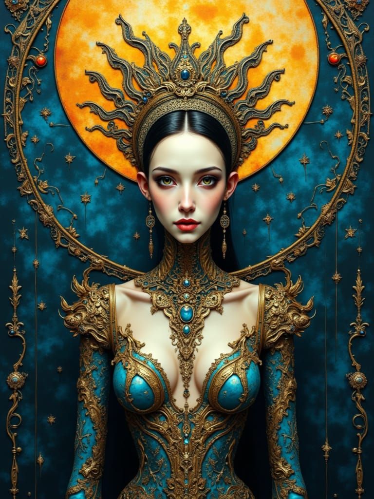 Moon Queen in Klimt-Inspired Opulence