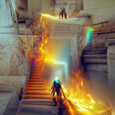 Fire Elemental Ascending: A Dramatic Temple Scene